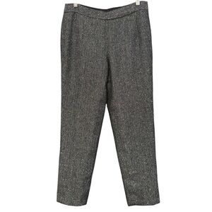 Talbots Women’s 4 Wool Blend Tweed Lined Straight Leg Pants Black White